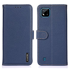 Custodia Portafoglio In Pelle Cover con Supporto B01H per Realme C20 Blu