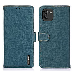 Custodia Portafoglio In Pelle Cover con Supporto B01H per Samsung Galaxy A03 Verde