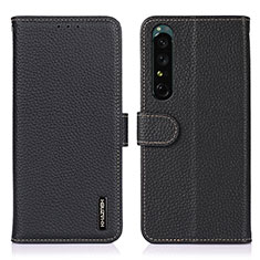 Custodia Portafoglio In Pelle Cover con Supporto B01H per Sony Xperia 1 IV Nero