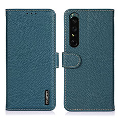 Custodia Portafoglio In Pelle Cover con Supporto B01H per Sony Xperia 1 IV SO-51C Verde