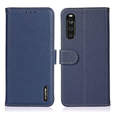 Custodia Portafoglio In Pelle Cover con Supporto B01H per Sony Xperia 10 III Lite Blu