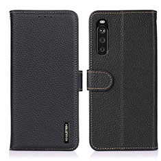 Custodia Portafoglio In Pelle Cover con Supporto B01H per Sony Xperia 10 III Lite Nero