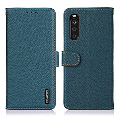 Custodia Portafoglio In Pelle Cover con Supporto B01H per Sony Xperia 10 III Lite Verde