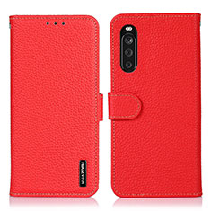 Custodia Portafoglio In Pelle Cover con Supporto B01H per Sony Xperia 10 III SO-52B Rosso