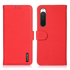 Custodia Portafoglio In Pelle Cover con Supporto B01H per Sony Xperia 10 IV SO-52C Rosso