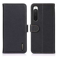 Custodia Portafoglio In Pelle Cover con Supporto B01H per Sony Xperia 10 IV SOG07 Nero