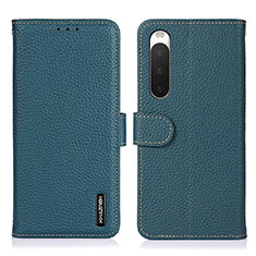 Custodia Portafoglio In Pelle Cover con Supporto B01H per Sony Xperia 10 IV SOG07 Verde