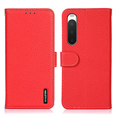 Custodia Portafoglio In Pelle Cover con Supporto B01H per Sony Xperia 10 V Rosso