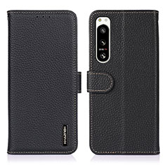 Custodia Portafoglio In Pelle Cover con Supporto B01H per Sony Xperia 5 IV Nero