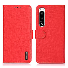 Custodia Portafoglio In Pelle Cover con Supporto B01H per Sony Xperia 5 IV Rosso