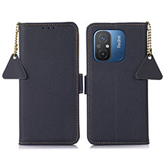 Custodia Portafoglio In Pelle Cover con Supporto B01H per Xiaomi Poco C55 Blu