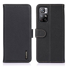 Custodia Portafoglio In Pelle Cover con Supporto B01H per Xiaomi Poco M4 Pro 5G Nero