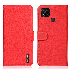 Custodia Portafoglio In Pelle Cover con Supporto B01H per Xiaomi Redmi 9 India Rosso