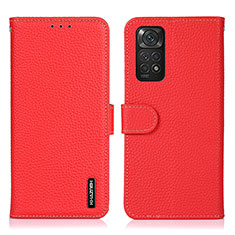 Custodia Portafoglio In Pelle Cover con Supporto B01H per Xiaomi Redmi Note 11 4G (2022) Rosso