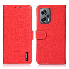 Custodia Portafoglio In Pelle Cover con Supporto B01H per Xiaomi Redmi Note 11T Pro 5G Rosso