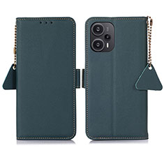 Custodia Portafoglio In Pelle Cover con Supporto B01H per Xiaomi Redmi Note 12 Turbo 5G Verde