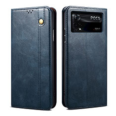 Custodia Portafoglio In Pelle Cover con Supporto B01S per Xiaomi Poco X4 Pro 5G Blu