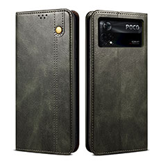 Custodia Portafoglio In Pelle Cover con Supporto B01S per Xiaomi Poco X4 Pro 5G Verde