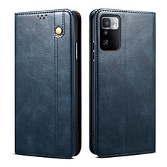 Custodia Portafoglio In Pelle Cover con Supporto B01S per Xiaomi Redmi Note 10 Pro 5G Blu