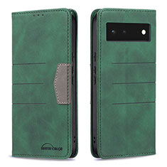 Custodia Portafoglio In Pelle Cover con Supporto B02F per Google Pixel 6 5G Verde