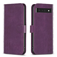 Custodia Portafoglio In Pelle Cover con Supporto B02F per Google Pixel 7 Pro 5G Viola