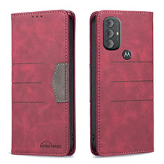 Custodia Portafoglio In Pelle Cover con Supporto B02F per Motorola Moto G Play (2023) Rosso