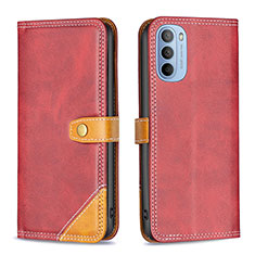 Custodia Portafoglio In Pelle Cover con Supporto B02F per Motorola Moto G41 Rosso