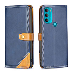 Custodia Portafoglio In Pelle Cover con Supporto B02F per Motorola Moto G71 5G Blu