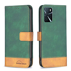 Custodia Portafoglio In Pelle Cover con Supporto B02F per Oppo A54s Verde