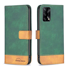 Custodia Portafoglio In Pelle Cover con Supporto B02F per Oppo A74 4G Verde