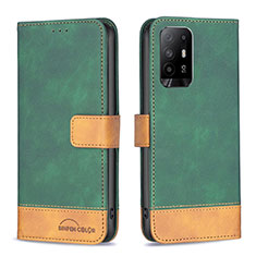 Custodia Portafoglio In Pelle Cover con Supporto B02F per Oppo A94 5G Verde