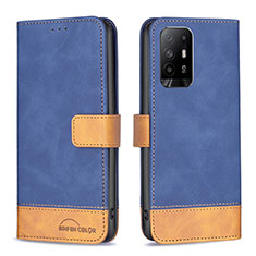 Custodia Portafoglio In Pelle Cover con Supporto B02F per Oppo A95 5G Blu