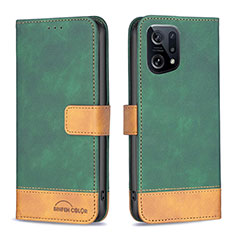 Custodia Portafoglio In Pelle Cover con Supporto B02F per Oppo Find X5 5G Verde