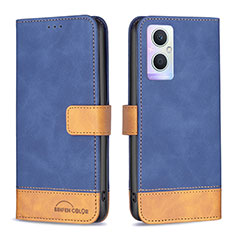 Custodia Portafoglio In Pelle Cover con Supporto B02F per Oppo Reno7 Z 5G Blu