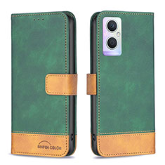 Custodia Portafoglio In Pelle Cover con Supporto B02F per Oppo Reno8 Z 5G Verde