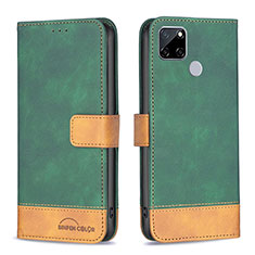 Custodia Portafoglio In Pelle Cover con Supporto B02F per Realme 7i RMX2193 Verde