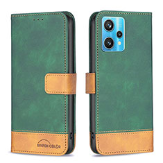 Custodia Portafoglio In Pelle Cover con Supporto B02F per Realme 9 4G Verde