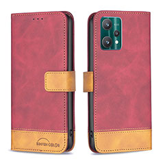 Custodia Portafoglio In Pelle Cover con Supporto B02F per Realme 9 Pro 5G Rosso