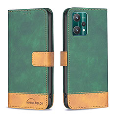 Custodia Portafoglio In Pelle Cover con Supporto B02F per Realme 9 Pro 5G Verde