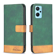 Custodia Portafoglio In Pelle Cover con Supporto B02F per Realme 9i 4G Verde