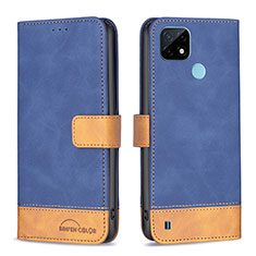 Custodia Portafoglio In Pelle Cover con Supporto B02F per Realme C21 Blu