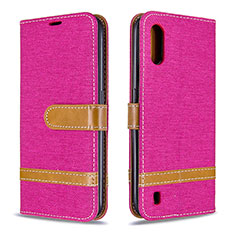 Custodia Portafoglio In Pelle Cover con Supporto B02F per Samsung Galaxy A01 SM-A015 Rosa Caldo