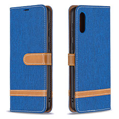 Custodia Portafoglio In Pelle Cover con Supporto B02F per Samsung Galaxy A02 Blu