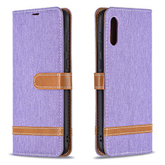 Custodia Portafoglio In Pelle Cover con Supporto B02F per Samsung Galaxy A02 Lavanda