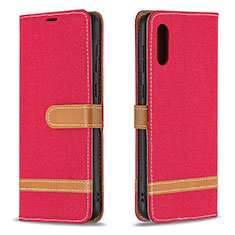 Custodia Portafoglio In Pelle Cover con Supporto B02F per Samsung Galaxy A02 Rosso