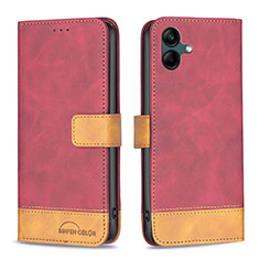 Custodia Portafoglio In Pelle Cover con Supporto B02F per Samsung Galaxy A04 4G Rosso