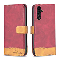 Custodia Portafoglio In Pelle Cover con Supporto B02F per Samsung Galaxy A13 5G Rosso