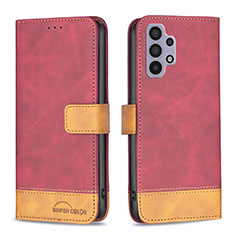 Custodia Portafoglio In Pelle Cover con Supporto B02F per Samsung Galaxy A32 4G Rosso