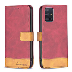 Custodia Portafoglio In Pelle Cover con Supporto B02F per Samsung Galaxy A51 4G Rosso