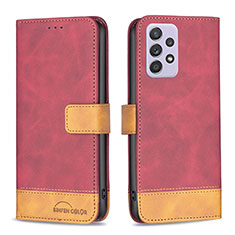 Custodia Portafoglio In Pelle Cover con Supporto B02F per Samsung Galaxy A52 4G Rosso